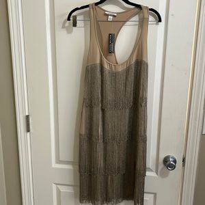 Womens Muse for Boston Proper Fringed Dress, size 14, tan